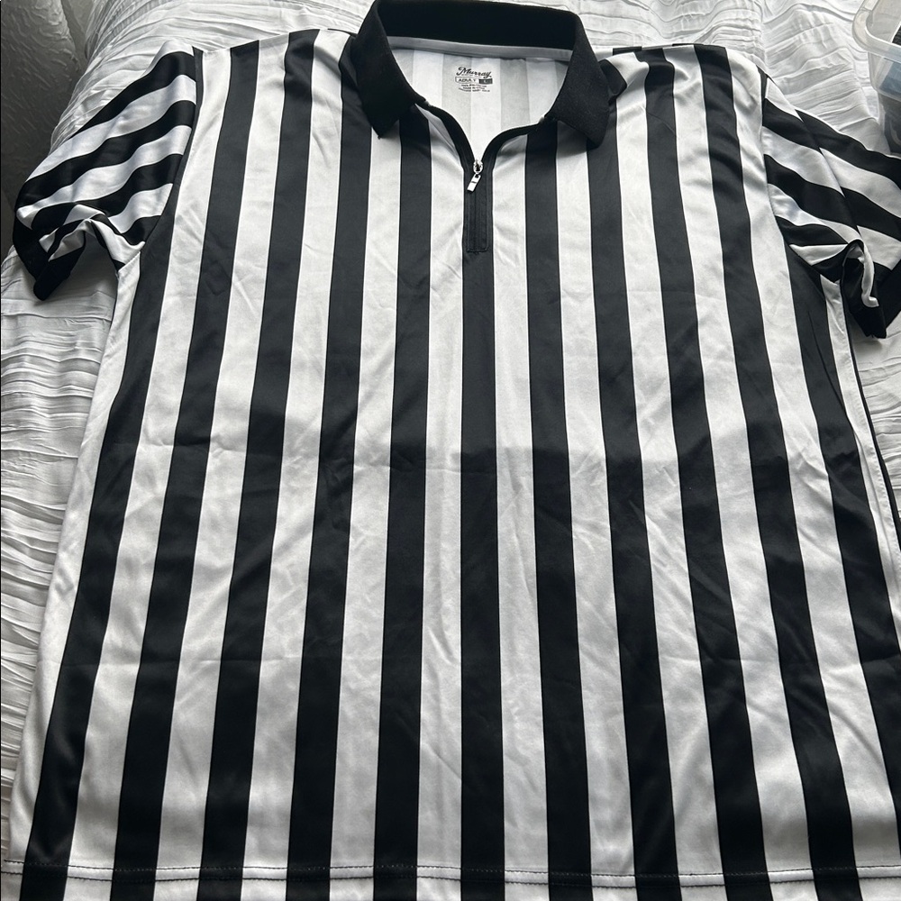 Worn once Murray L Black and White Striped Men's Jersey referee